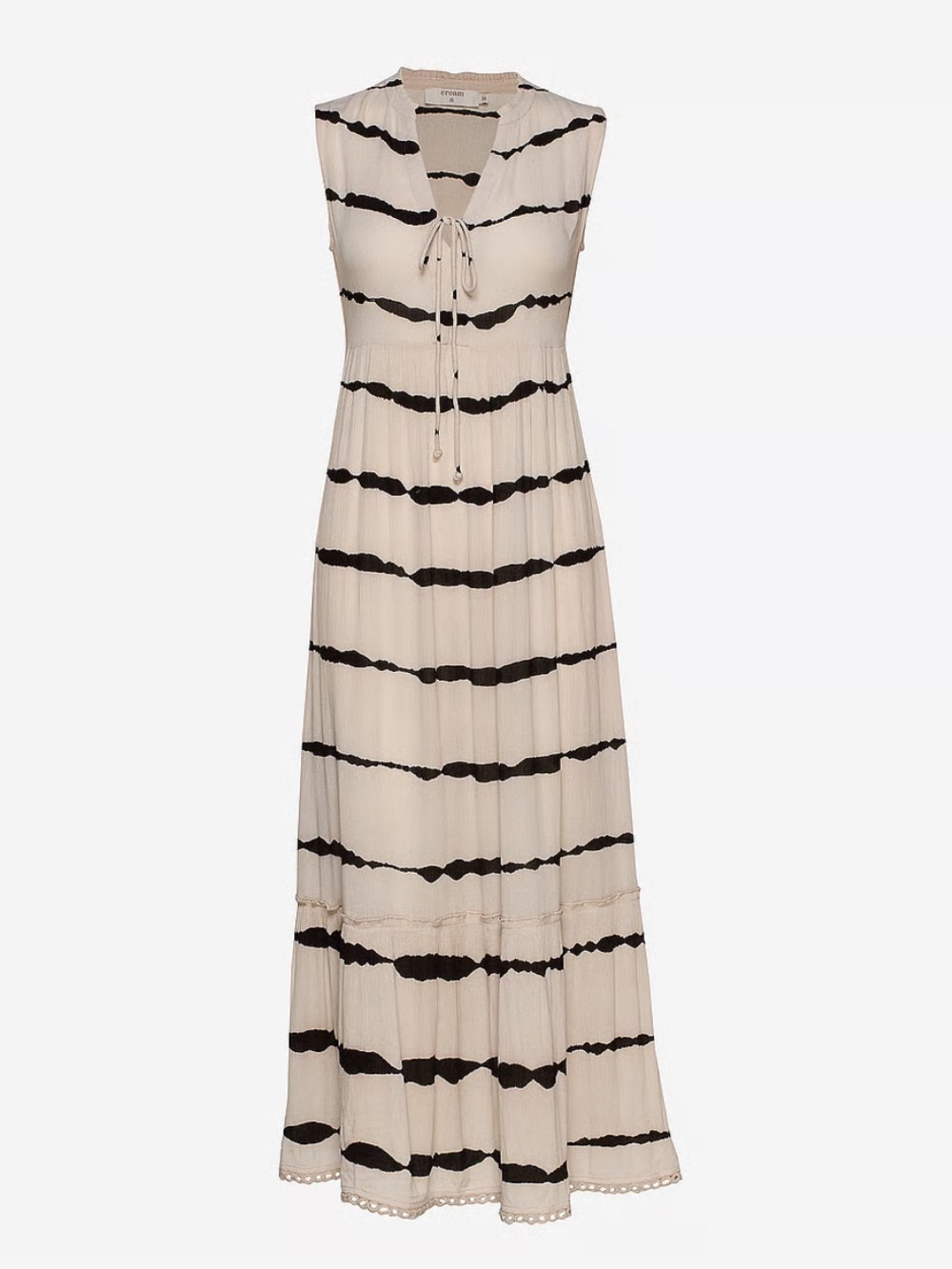 Cream and Black Striped Maxi Dress